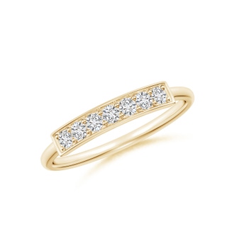 2mm HSI2 Pave Set Diamond Bar Ring with Milgrain in Yellow Gold