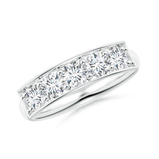 3.8mm GVS2 Pave Set Diamond Bar Ring with Milgrain in White Gold