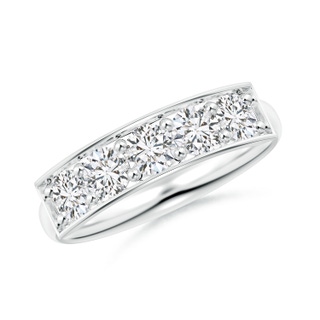 3.8mm HSI2 Pave Set Diamond Bar Ring with Milgrain in S999 Silver