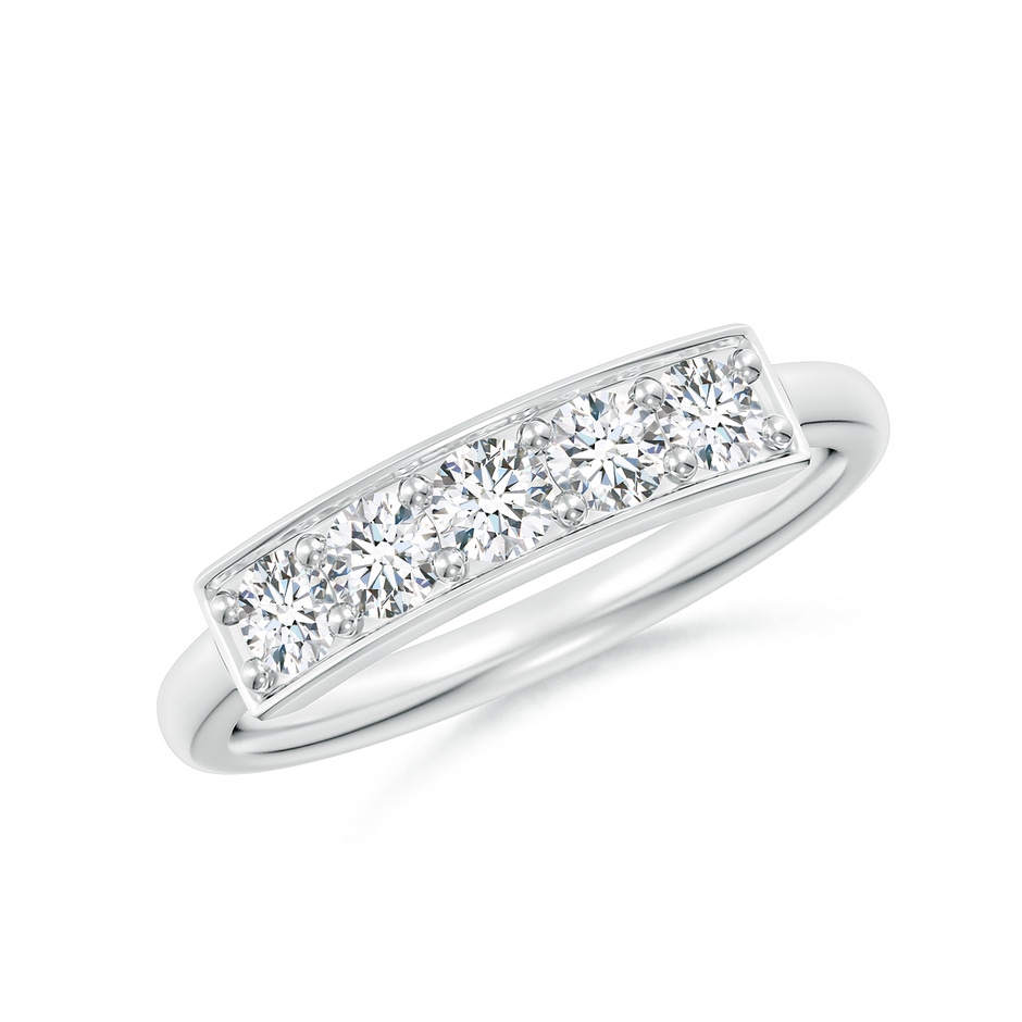 3mm GVS2 Pave Set Diamond Bar Ring with Milgrain in S999 Silver 