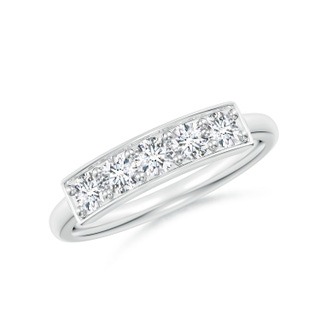 3mm GVS2 Pave Set Diamond Bar Ring with Milgrain in White Gold
