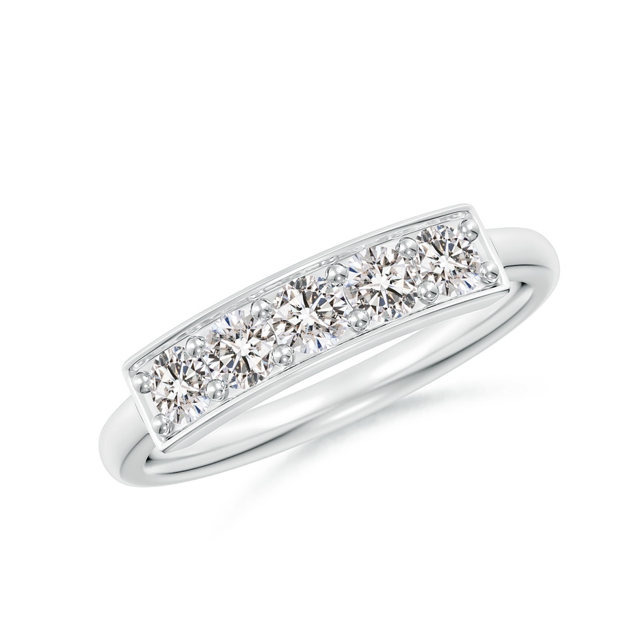 3mm IJI1I2 Pave Set Diamond Bar Ring with Milgrain in S999 Silver 