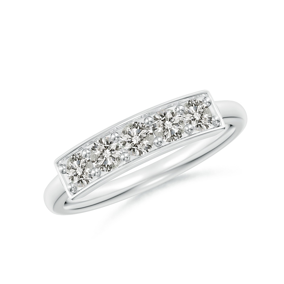 3mm KI3 Pave Set Diamond Bar Ring with Milgrain in S999 Silver 