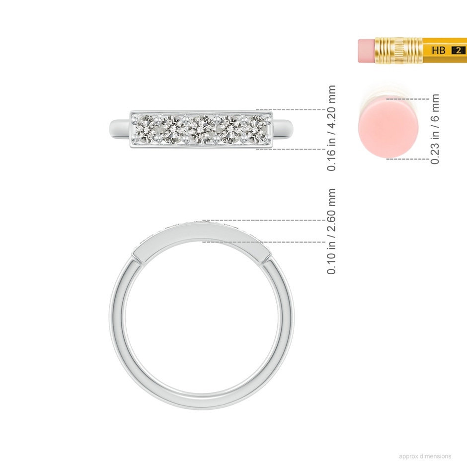 3mm KI3 Pave Set Diamond Bar Ring with Milgrain in S999 Silver ruler