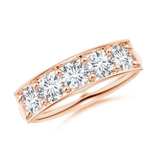 4.2mm GVS2 Pave Set Diamond Bar Ring with Milgrain in 9K Rose Gold