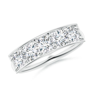 4.2mm GVS2 Pave Set Diamond Bar Ring with Milgrain in S999 Silver