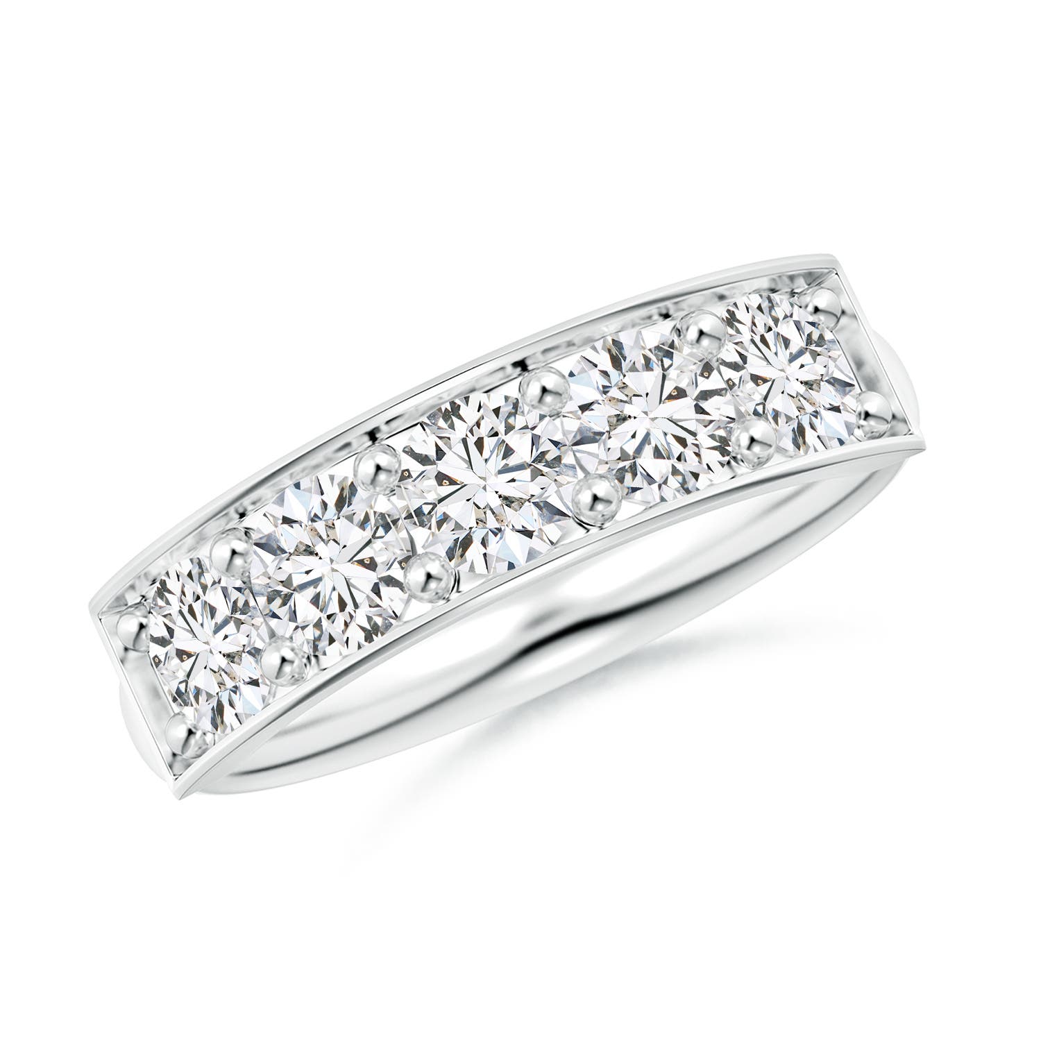 4.2mm HSI2 Pave Set Diamond Bar Ring with Milgrain in P950 Platinum