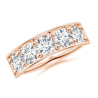 4.8mm GVS2 Pave Set Diamond Bar Ring with Milgrain in 18K Rose Gold