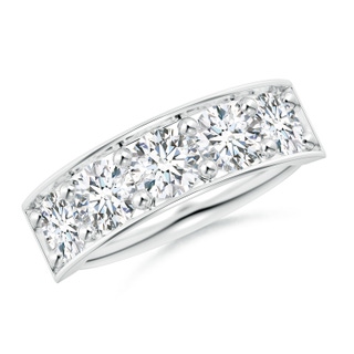 4.8mm GVS2 Pave Set Diamond Bar Ring with Milgrain in S999 Silver