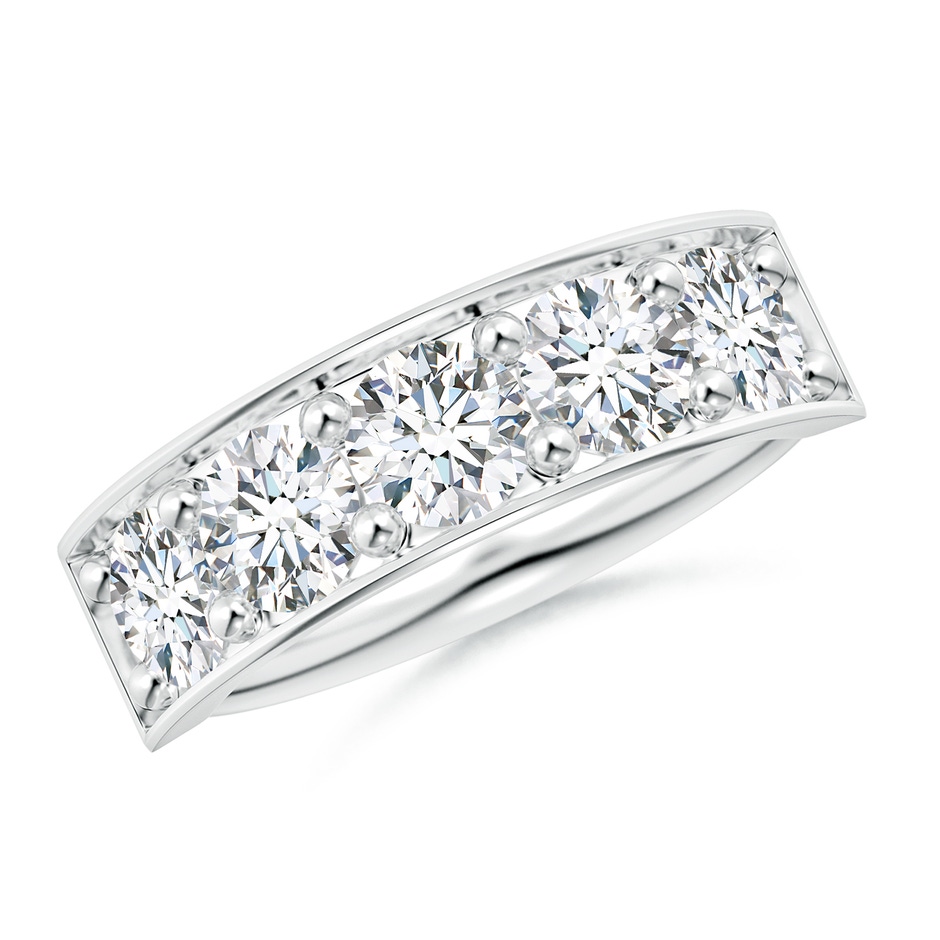 4.8mm GVS2 Pave Set Diamond Bar Ring with Milgrain in White Gold 