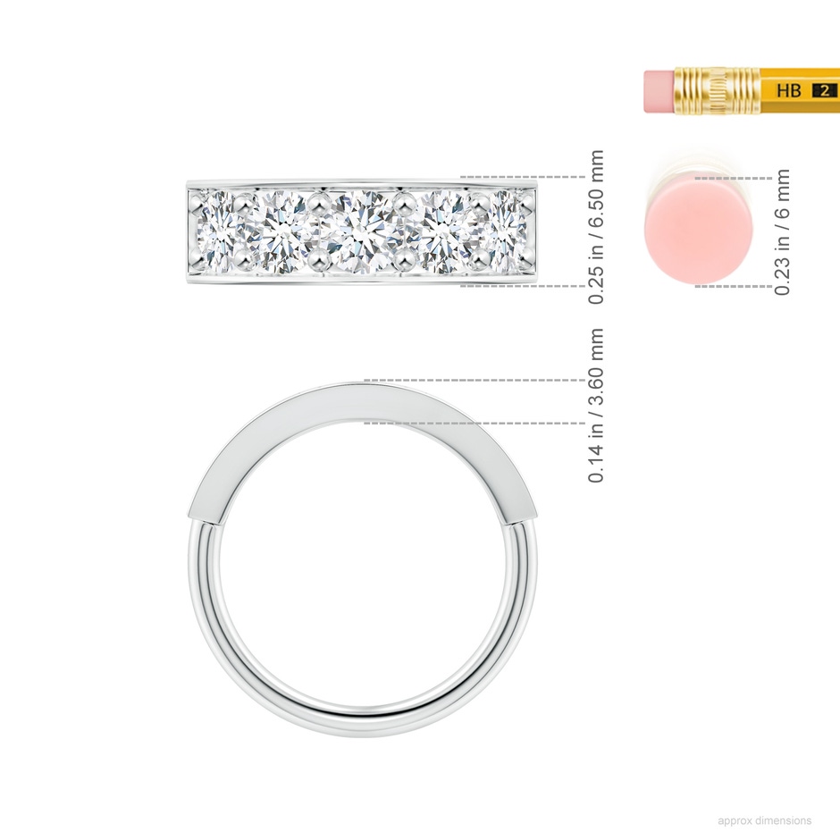 4.8mm GVS2 Pave Set Diamond Bar Ring with Milgrain in White Gold ruler
