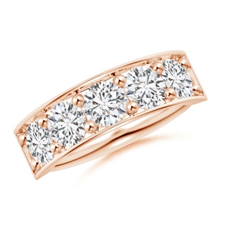 4.8mm HSI2 Pave Set Diamond Bar Ring with Milgrain in Rose Gold