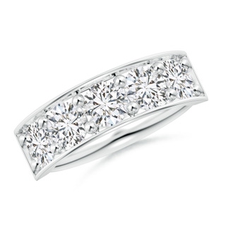 4.8mm HSI2 Pave Set Diamond Bar Ring with Milgrain in S999 Silver