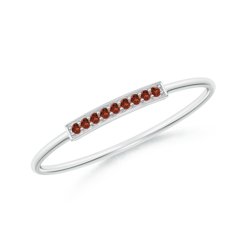 1mm AAA Pave Set Garnet Bar Ring in S999 Silver