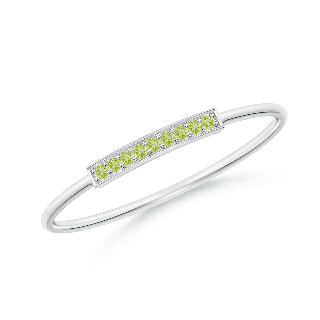 1mm AAA Pavé Set Peridot Bar Ring with Milgrain in S999 Silver