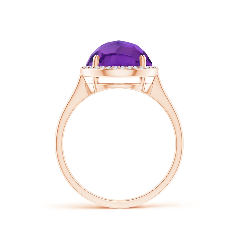 10mm AAA Round Amethyst Cocktail Ring with Diamond Halo in Rose Gold product image