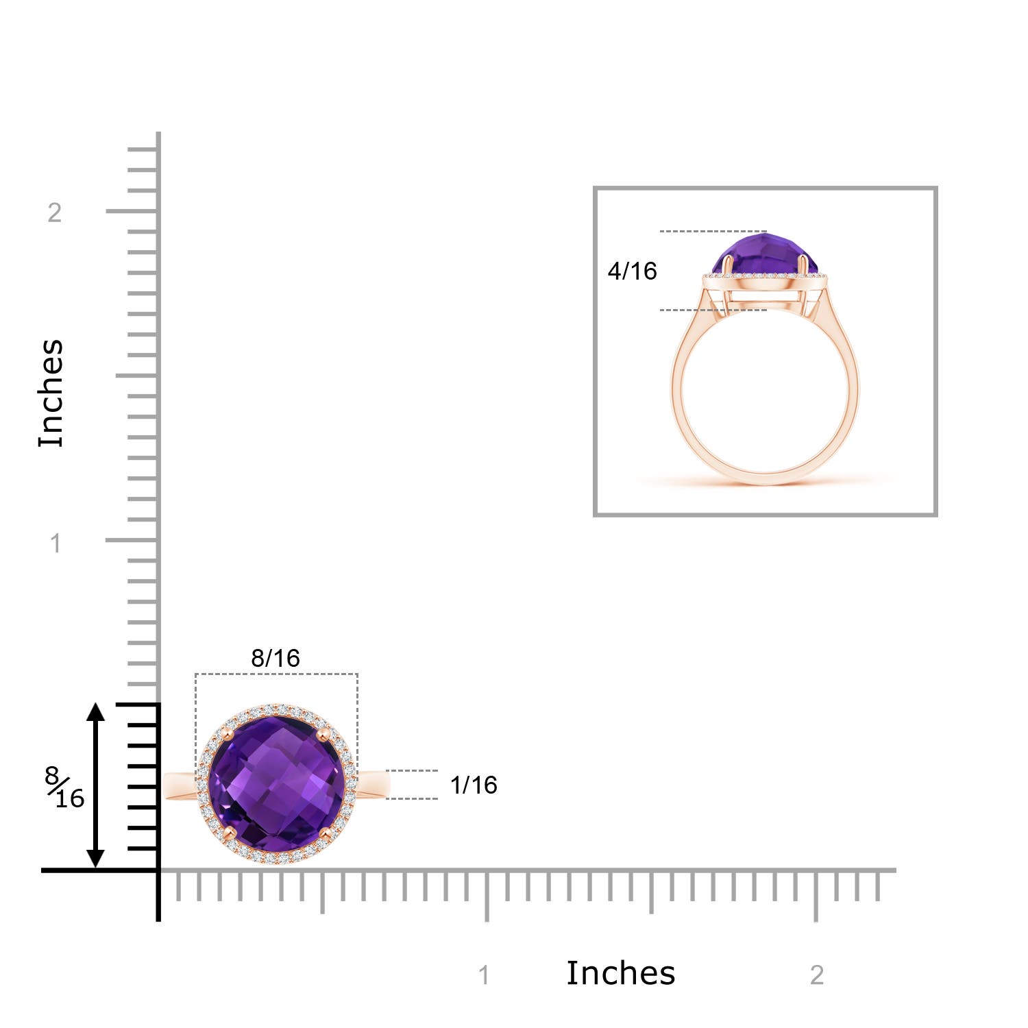 AAAA - Amethyst / 3.77 CT / 14 KT Rose Gold