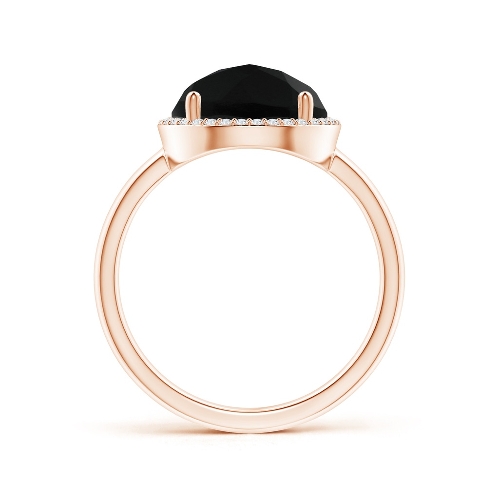10mm AAA Round Black Onyx Cocktail Ring with Diamond Halo in Rose Gold Side-1