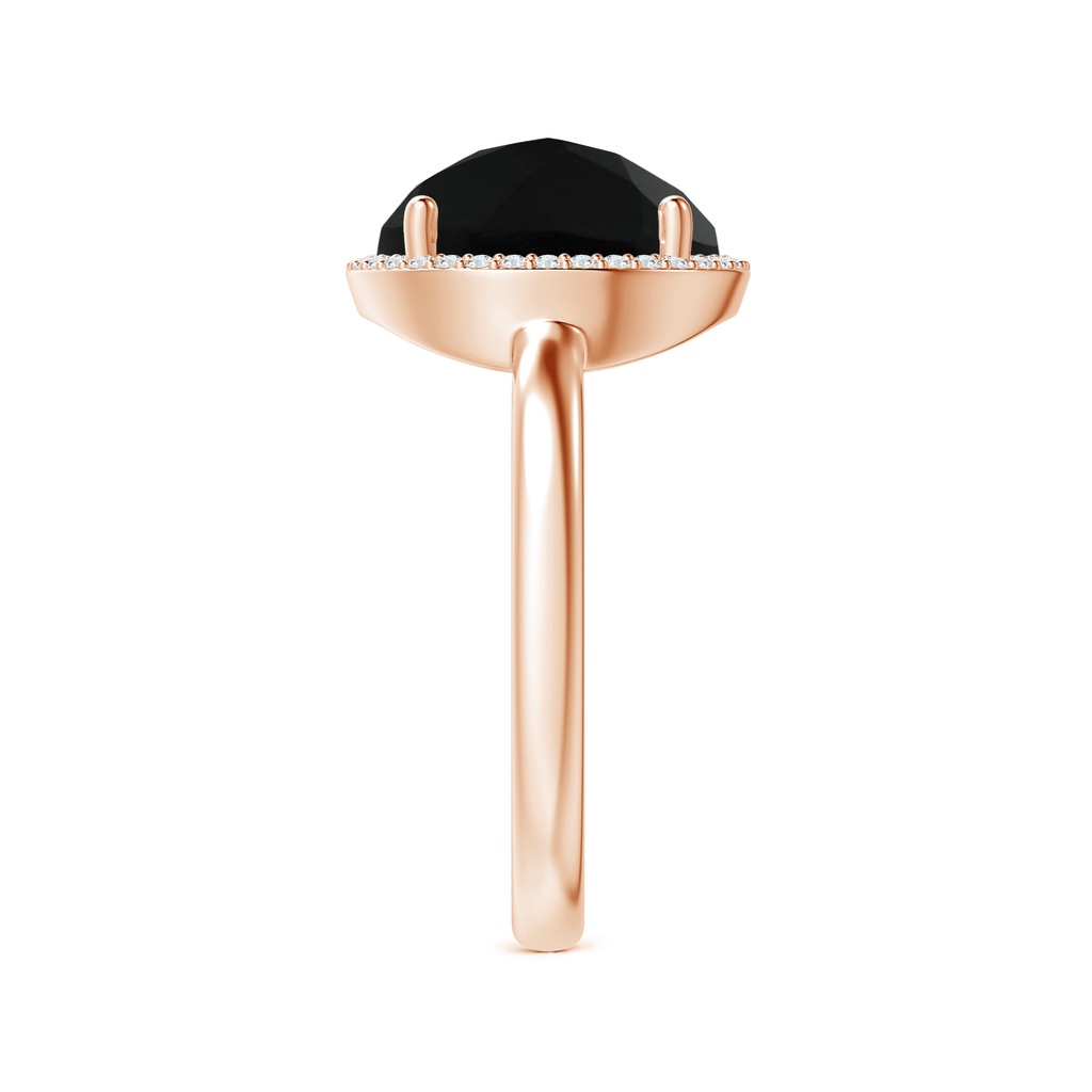 10mm AAA Round Black Onyx Cocktail Ring with Diamond Halo in Rose Gold Side-2