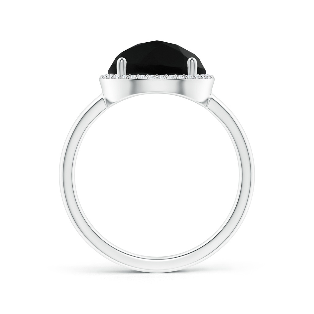 10mm AAA Round Black Onyx Cocktail Ring with Diamond Halo in White Gold Side-1