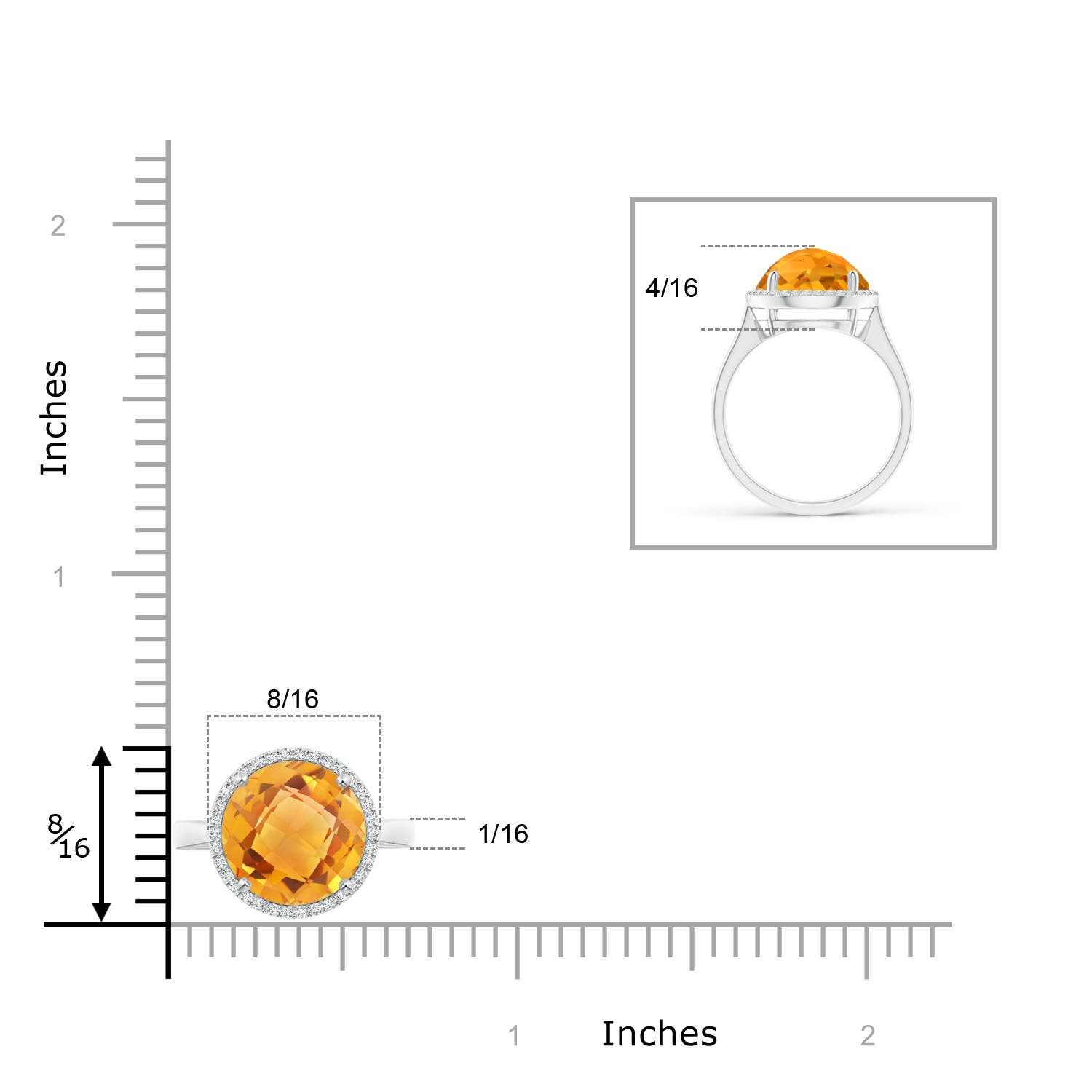 AA - Citrine / 3.75 CT / 14 KT White Gold