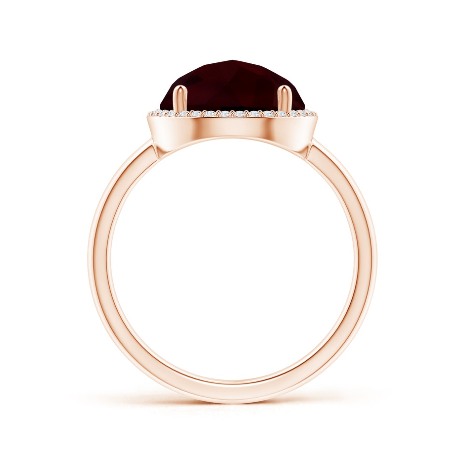 10mm A Round Garnet Cocktail Ring with Diamond Halo in Rose Gold side-1