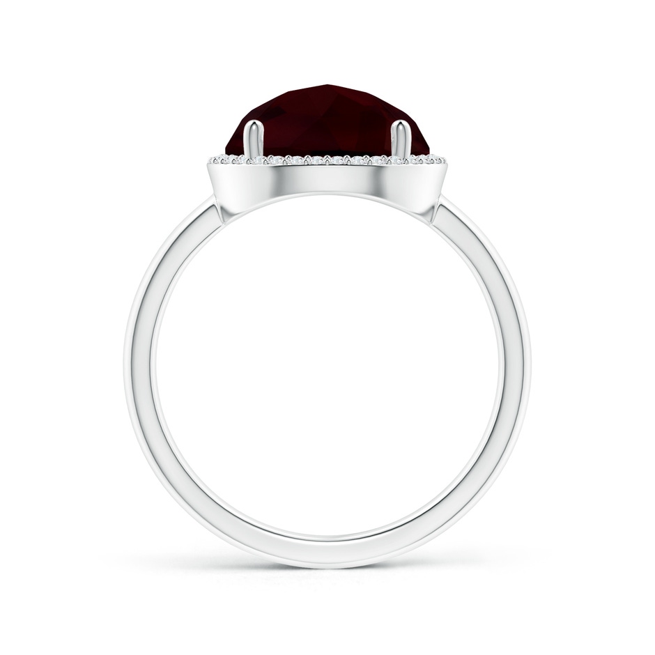 10mm A Round Garnet Cocktail Ring with Diamond Halo in White Gold side-1