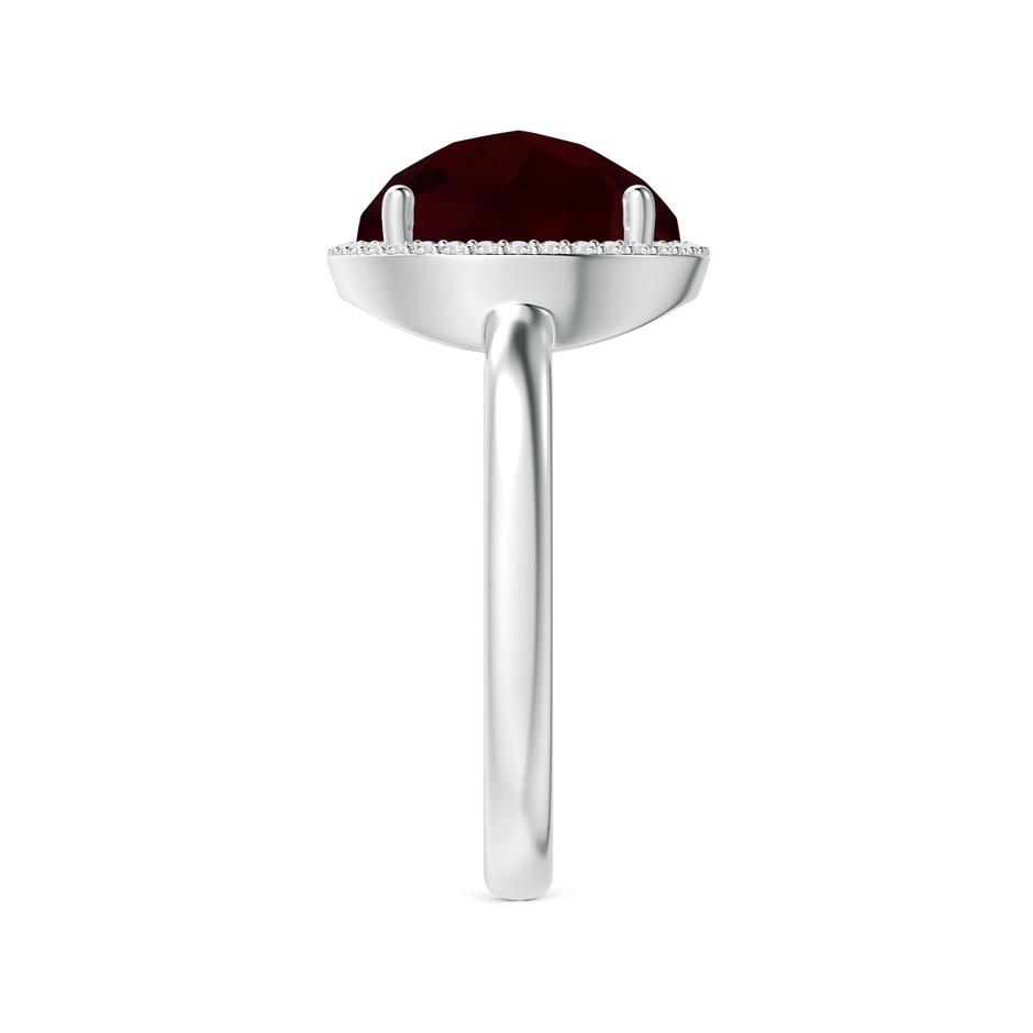 10mm A Round Garnet Cocktail Ring with Diamond Halo in White Gold side-2