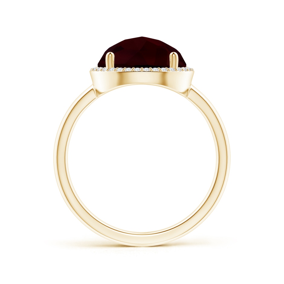 10mm A Round Garnet Cocktail Ring with Diamond Halo in Yellow Gold side-1