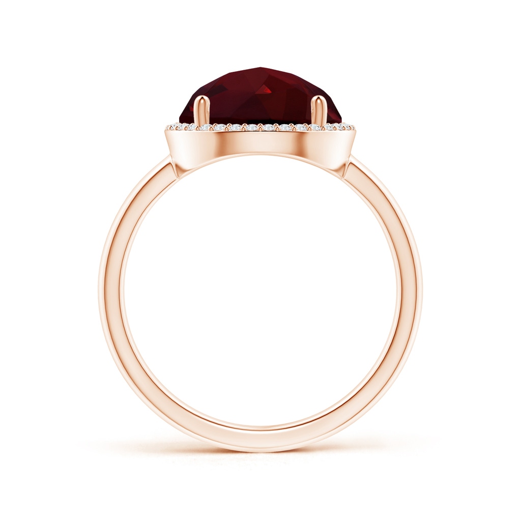 10mm AAA Round Garnet Cocktail Ring with Diamond Halo in Rose Gold - side_1