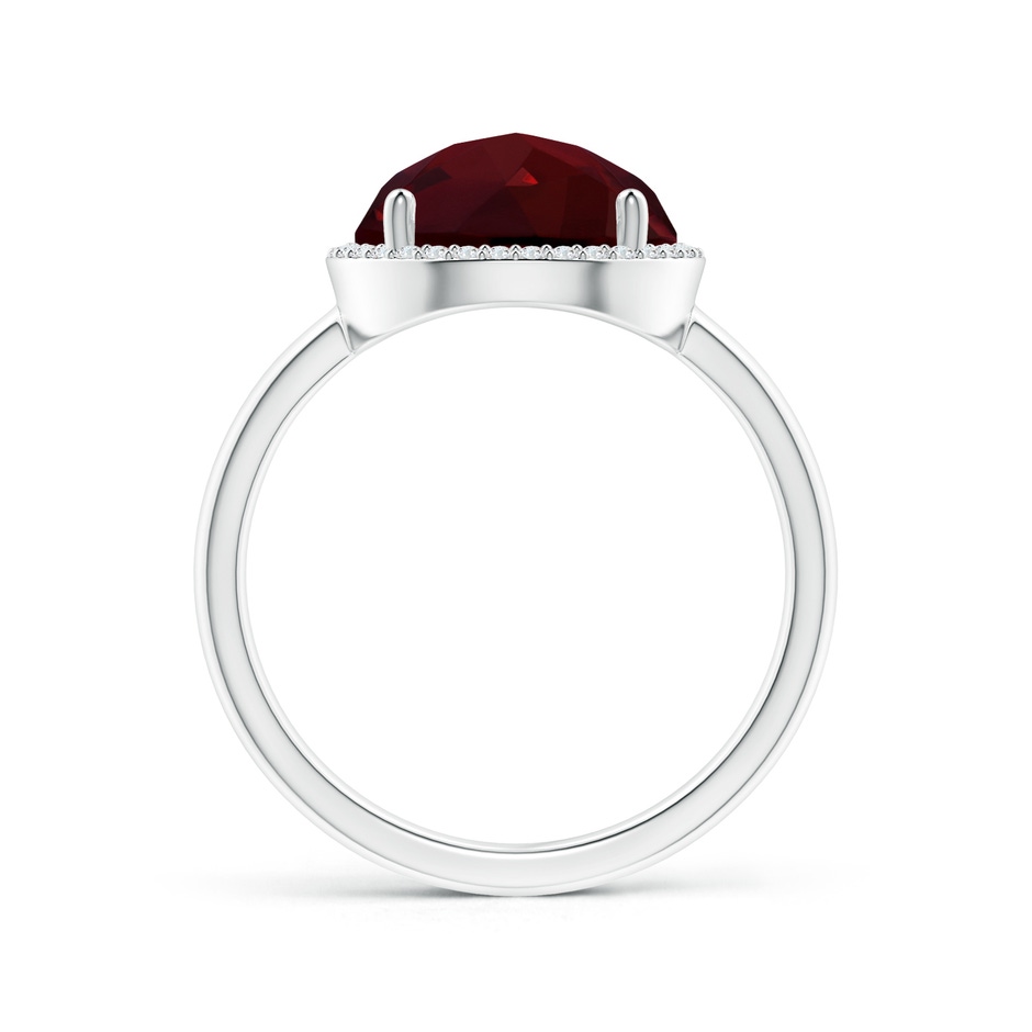 10mm AAA Round Garnet Cocktail Ring with Diamond Halo in White Gold side-1