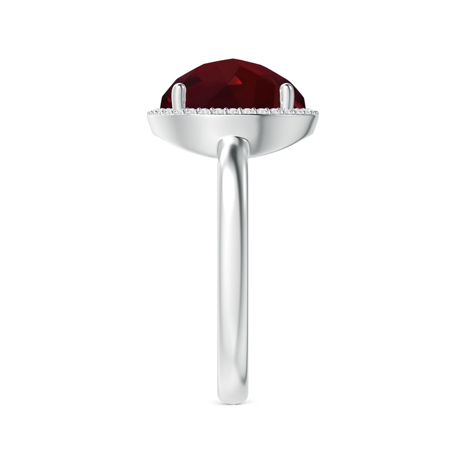 10mm AAA Round Garnet Cocktail Ring with Diamond Halo in White Gold side-2