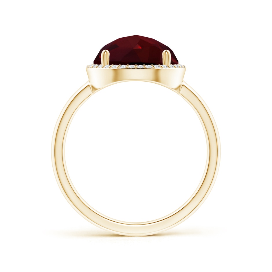 10mm AAA Round Garnet Cocktail Ring with Diamond Halo in Yellow Gold side-1