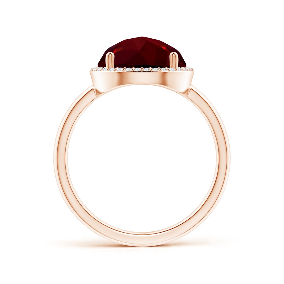10mm AAAA Round Garnet Cocktail Ring with Diamond Halo in Rose Gold side-1