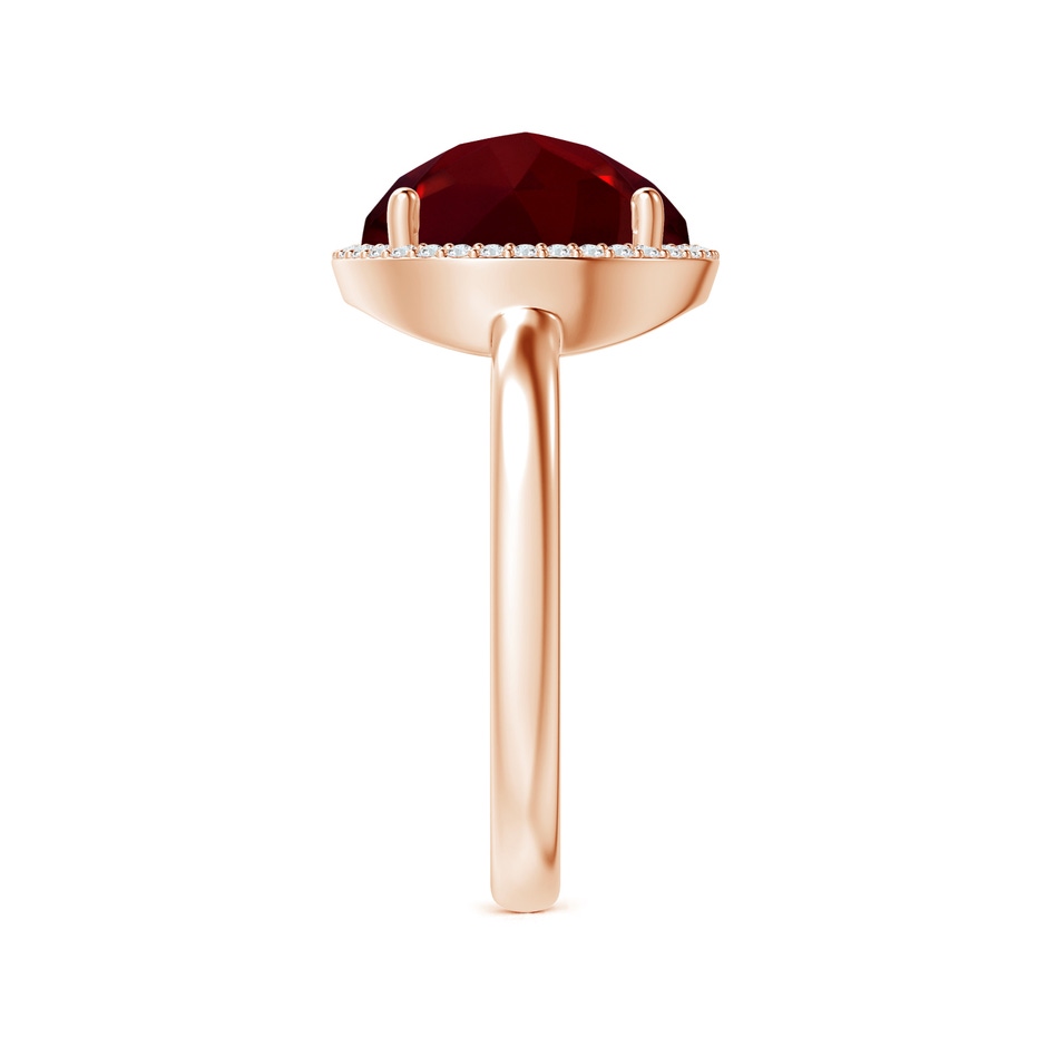 10mm AAAA Round Garnet Cocktail Ring with Diamond Halo in Rose Gold side-2