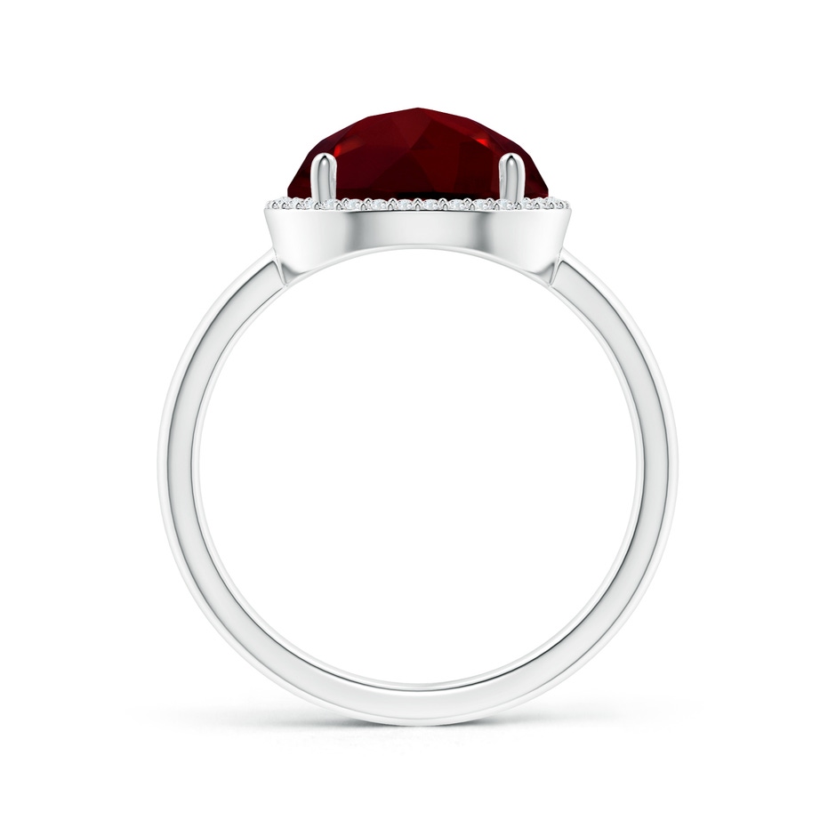 10mm AAAA Round Garnet Cocktail Ring with Diamond Halo in White Gold side-1