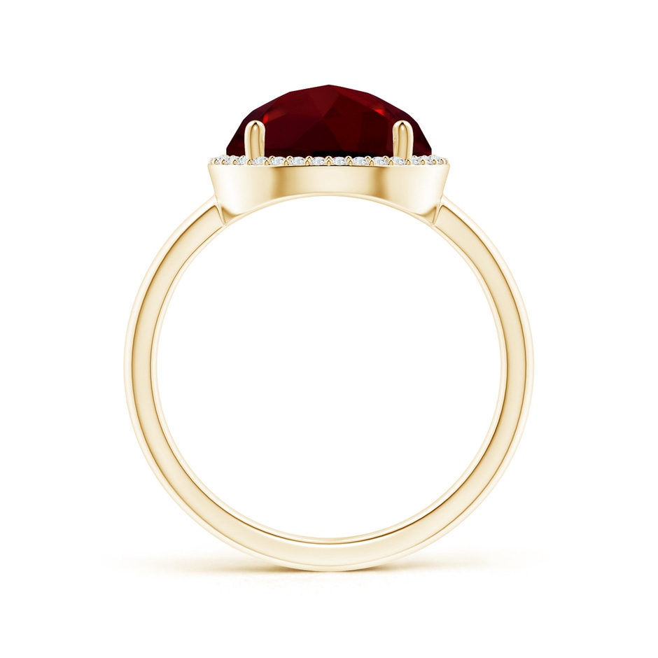 10mm AAAA Round Garnet Cocktail Ring with Diamond Halo in Yellow Gold side-1