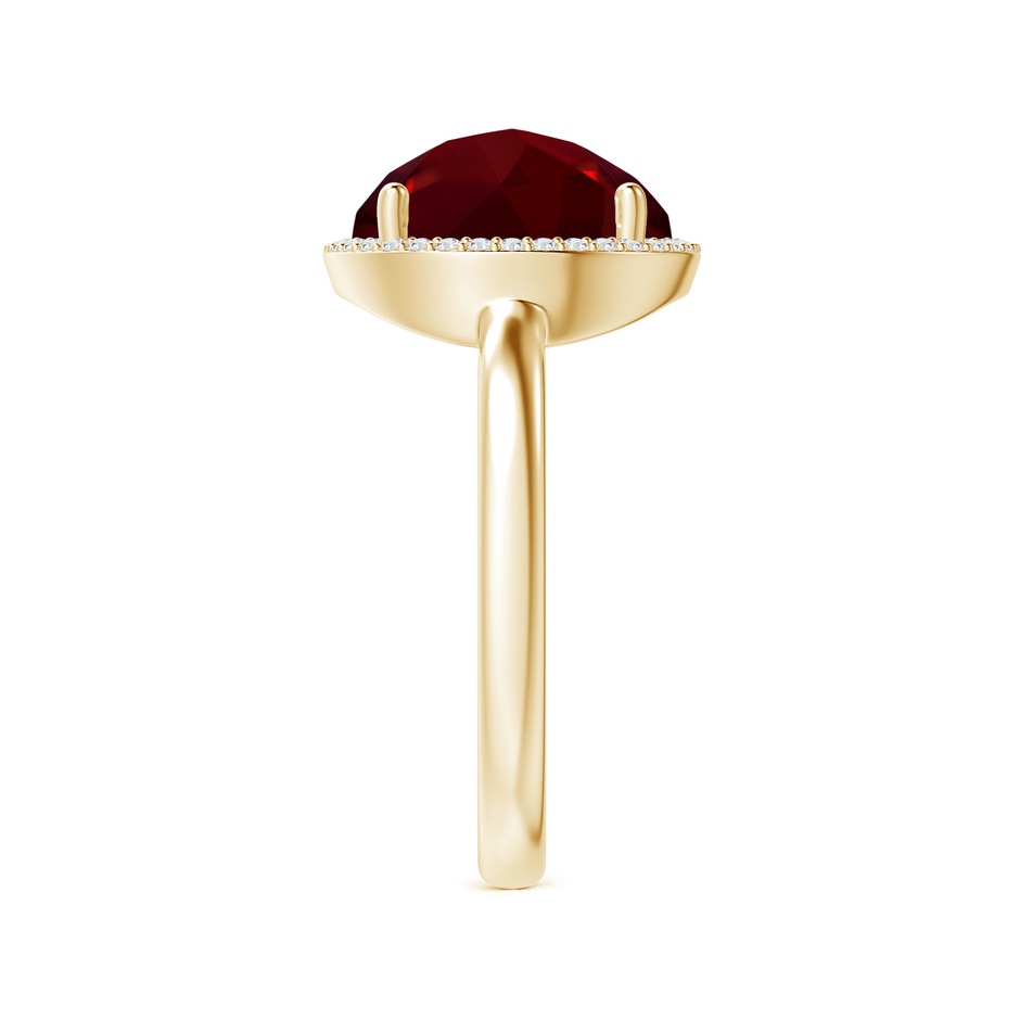 10mm AAAA Round Garnet Cocktail Ring with Diamond Halo in Yellow Gold side-2