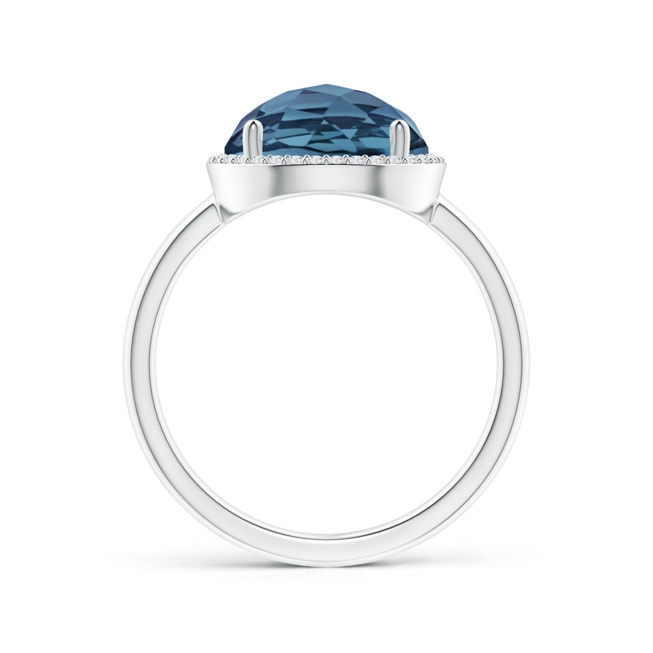 10mm A Round London Blue Topaz Cocktail Ring with Diamond Halo in White Gold side-1