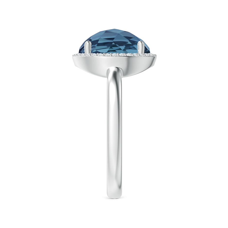 10mm A Round London Blue Topaz Cocktail Ring with Diamond Halo in White Gold side-2