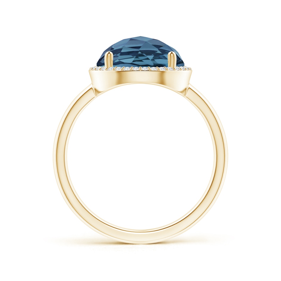 10mm A Round London Blue Topaz Cocktail Ring with Diamond Halo in Yellow Gold side-1
