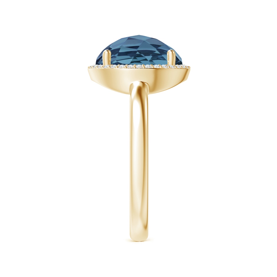 10mm A Round London Blue Topaz Cocktail Ring with Diamond Halo in Yellow Gold side-2