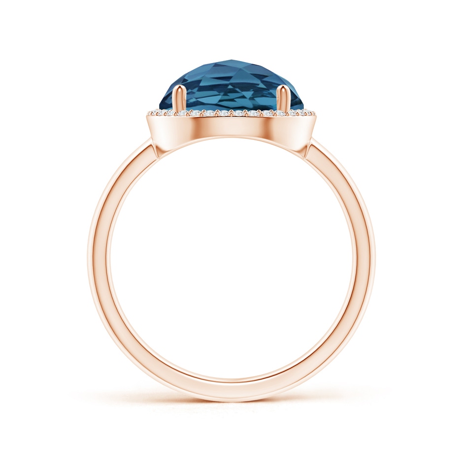 10mm AA Round London Blue Topaz Cocktail Ring with Diamond Halo in Rose Gold side-1