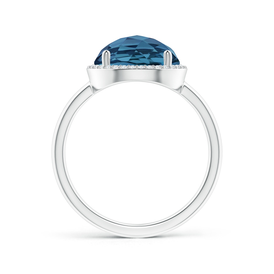 10mm AA Round London Blue Topaz Cocktail Ring with Diamond Halo in White Gold side-1