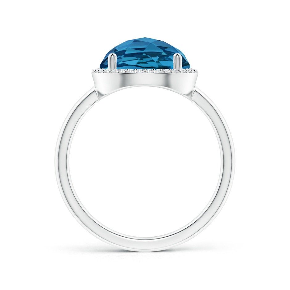 10mm AAA Round London Blue Topaz Cocktail Ring with Diamond Halo in White Gold side-1