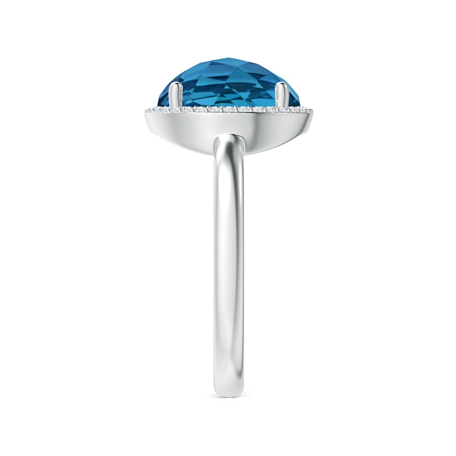 10mm AAA Round London Blue Topaz Cocktail Ring with Diamond Halo in White Gold side-2