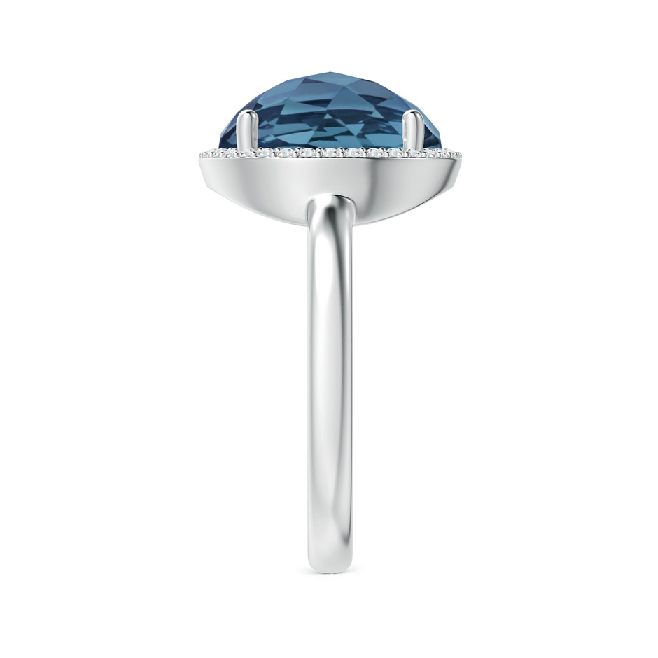 11mm A Round London Blue Topaz Cocktail Ring with Diamond Halo in White Gold side-2