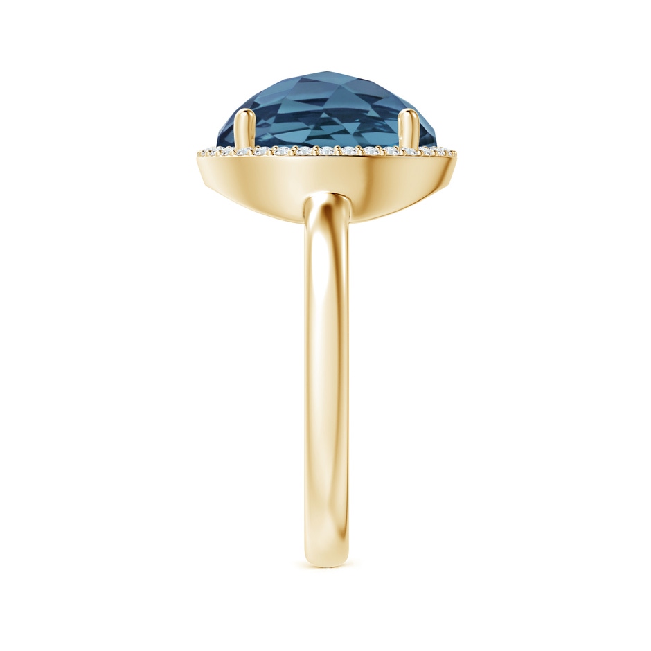 11mm A Round London Blue Topaz Cocktail Ring with Diamond Halo in Yellow Gold side-2