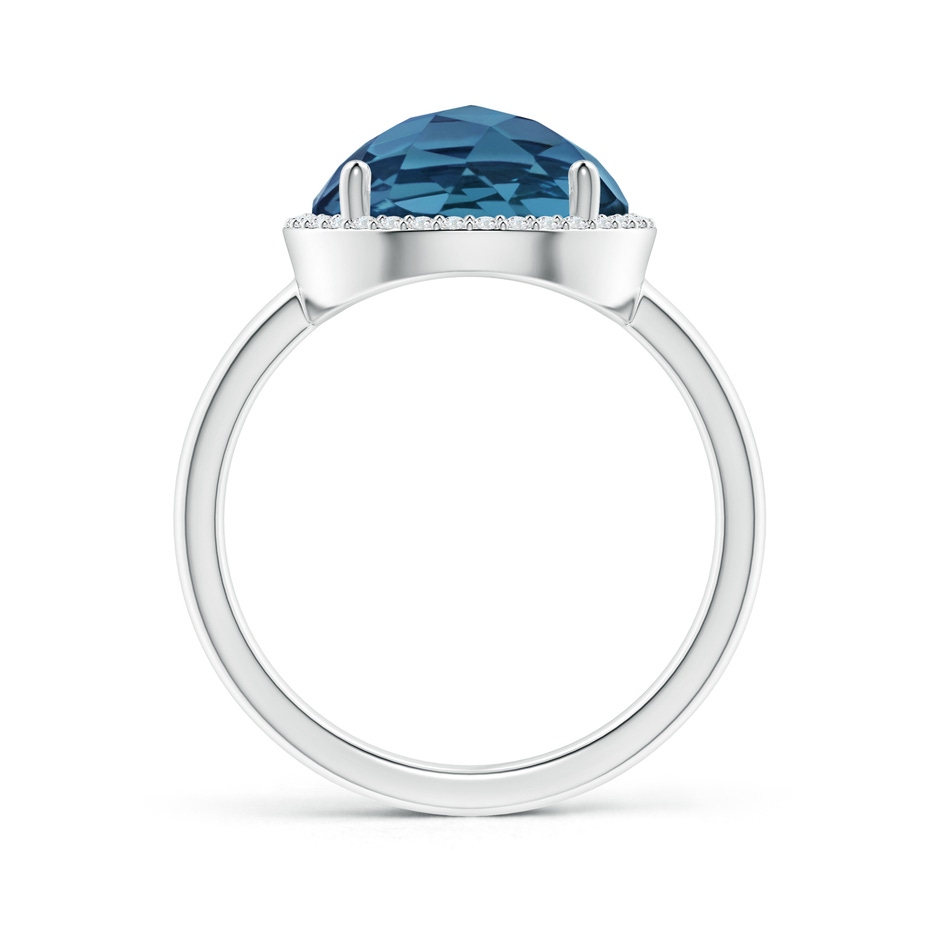 11mm AA Round London Blue Topaz Cocktail Ring with Diamond Halo in White Gold side-1