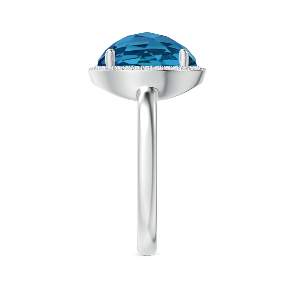 11mm AAA Round London Blue Topaz Cocktail Ring with Diamond Halo in White Gold side-2